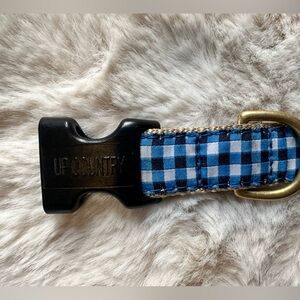 Up Country Blue Gingham Dog Collar Size Large